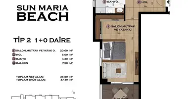 Квартира 1 комната в Мезитли, Турция