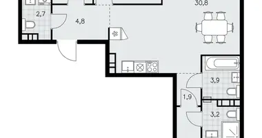 Apartamento 3 habitaciones en poselenie Sosenskoe, Rusia