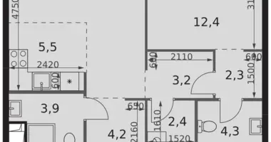 Apartamento 2 habitaciones en Moscú, Rusia