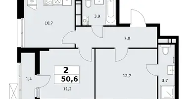 Apartamento 2 habitaciones en poselenie Sosenskoe, Rusia