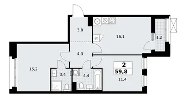 2 room apartment in Kommunarka, Russia