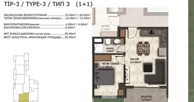 Квартира 2 комнаты с парковкой, с лифтом, с бассейном в Махмутлар центр, Турция