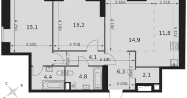 Apartamento 3 habitaciones en Konkovo District, Rusia