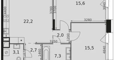 Apartamento 2 habitaciones en Rostokino District, Rusia