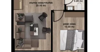 2 room apartment in Elvanli, Turkey