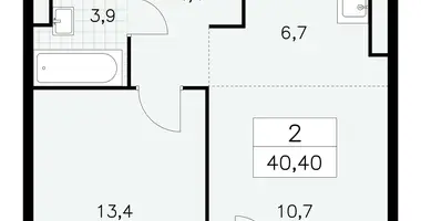 Wohnung 2 Zimmer in Südwestlicher Verwaltungsbezirk, Russland