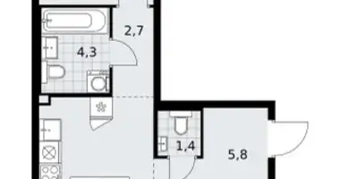 Apartamento 2 habitaciones en Troitsk, Rusia