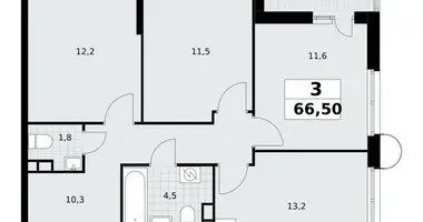 Apartamento 3 habitaciones en Postnikovo, Rusia