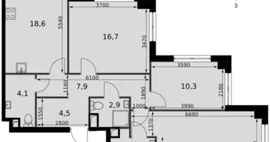 Wohnung 3 zimmer in Nordwestlicher Verwaltungsbezirk, Russland