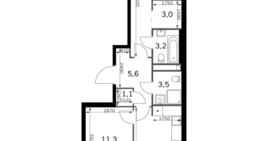 Apartamento 2 habitaciones en Moscú, Rusia