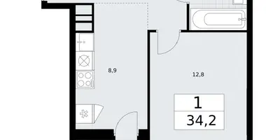 Wohnung 1 zimmer in Wnukowo, Russland