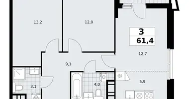 Apartamento 3 habitaciones en poselenie Sosenskoe, Rusia