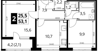 Mieszkanie 2 pokoi w Nekrasovka District, Rosja