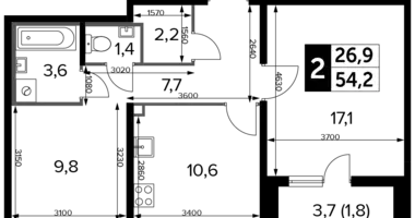 Mieszkanie 2 pokoi w Nekrasovka District, Rosja