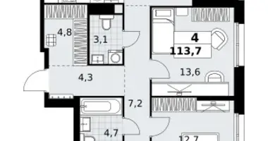 Wohnung 4 zimmer in Kommunarka, Russland