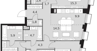 Apartamento 4 habitaciones en North-Western Administrative Okrug, Rusia