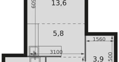 Estudio 1 habitación en Moscú, Rusia