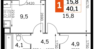 Appartement 1 chambre dans Moscou, Fédération de Russie