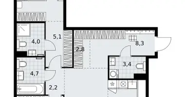 3 room apartment in Kommunarka, Russia