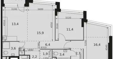 Appartement 3 chambres dans Moscou, Fédération de Russie