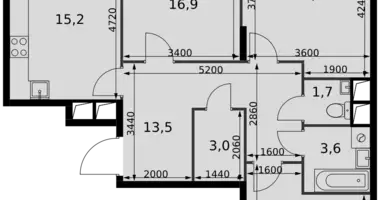 Apartamento 3 habitaciones en Razvilka, Rusia