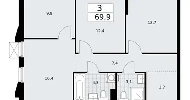 Apartamento 3 habitaciones en Troitsk, Rusia