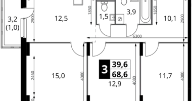 Apartamento 3 habitaciones en Potapovo, Rusia