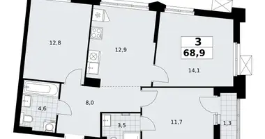 3 room apartment in Troitsk, Russia