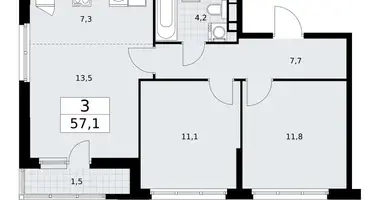 3 room apartment in Vnukovo, Russia