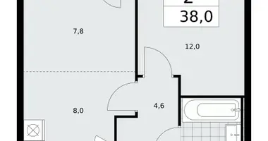 Apartamento 2 habitaciones en Moscú, Rusia