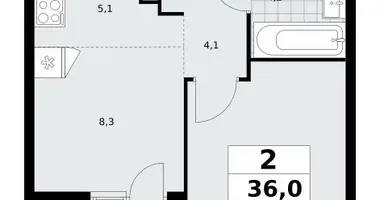 Apartamento 2 habitaciones en Moscú, Rusia