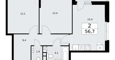 Apartamento 2 habitaciones en Vnukovo, Rusia
