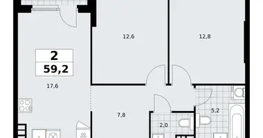 Apartamento 2 habitaciones en South-Western Administrative Okrug, Rusia