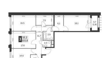 Apartamento 3 habitaciones en Northern Administrative Okrug, Rusia