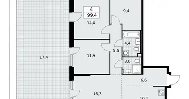 Apartamento 4 habitaciones en Moscú, Rusia