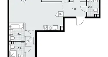 Apartamento 3 habitaciones en poselenie Sosenskoe, Rusia