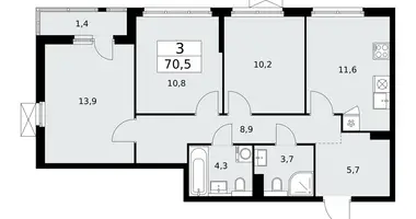 Apartamento 3 habitaciones en poselenie Sosenskoe, Rusia