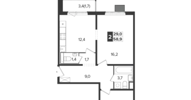 Wohnung 2 zimmer in Leninsky District, Russland