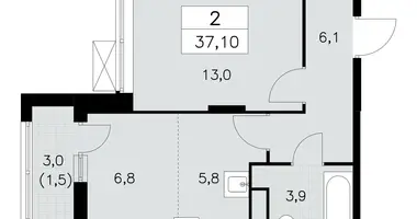 2 room apartment in poselenie Sosenskoe, Russia