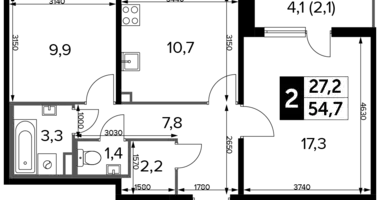 Mieszkanie 2 pokoi w Nekrasovka District, Rosja