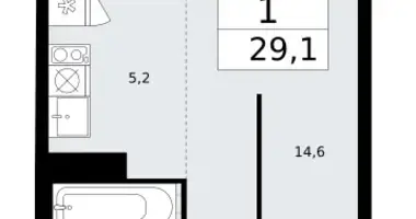 Apartamento 1 habitación en Troitsk, Rusia