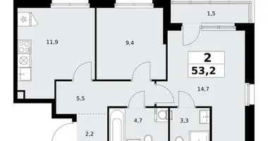 Wohnung 2 zimmer in Kommunarka, Russland