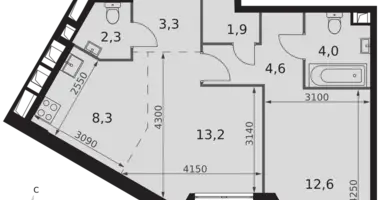 Appartement 2 chambres dans Konkovo District, Fédération de Russie