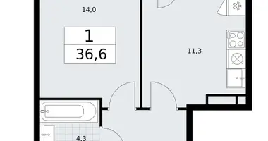 Apartamento 1 habitación en Vnukovo, Rusia