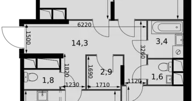 Apartamento 4 habitaciones en Razvilka, Rusia