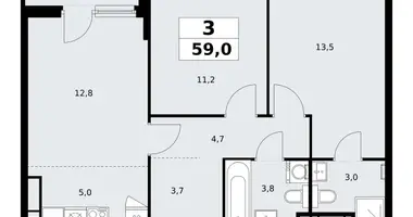 Apartamento 3 habitaciones en poselenie Sosenskoe, Rusia