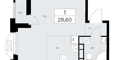 Apartamento 1 habitación en poselenie Sosenskoe, Rusia