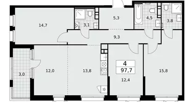 Apartamento 4 habitaciones en Moscú, Rusia