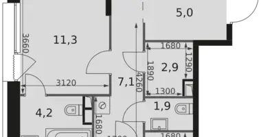 Apartamento 3 habitaciones en Rostokino District, Rusia