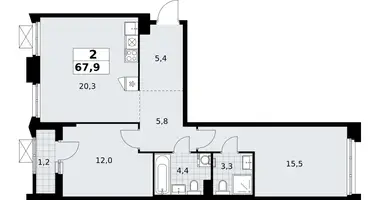 Apartamento 2 habitaciones en Troitsk, Rusia
